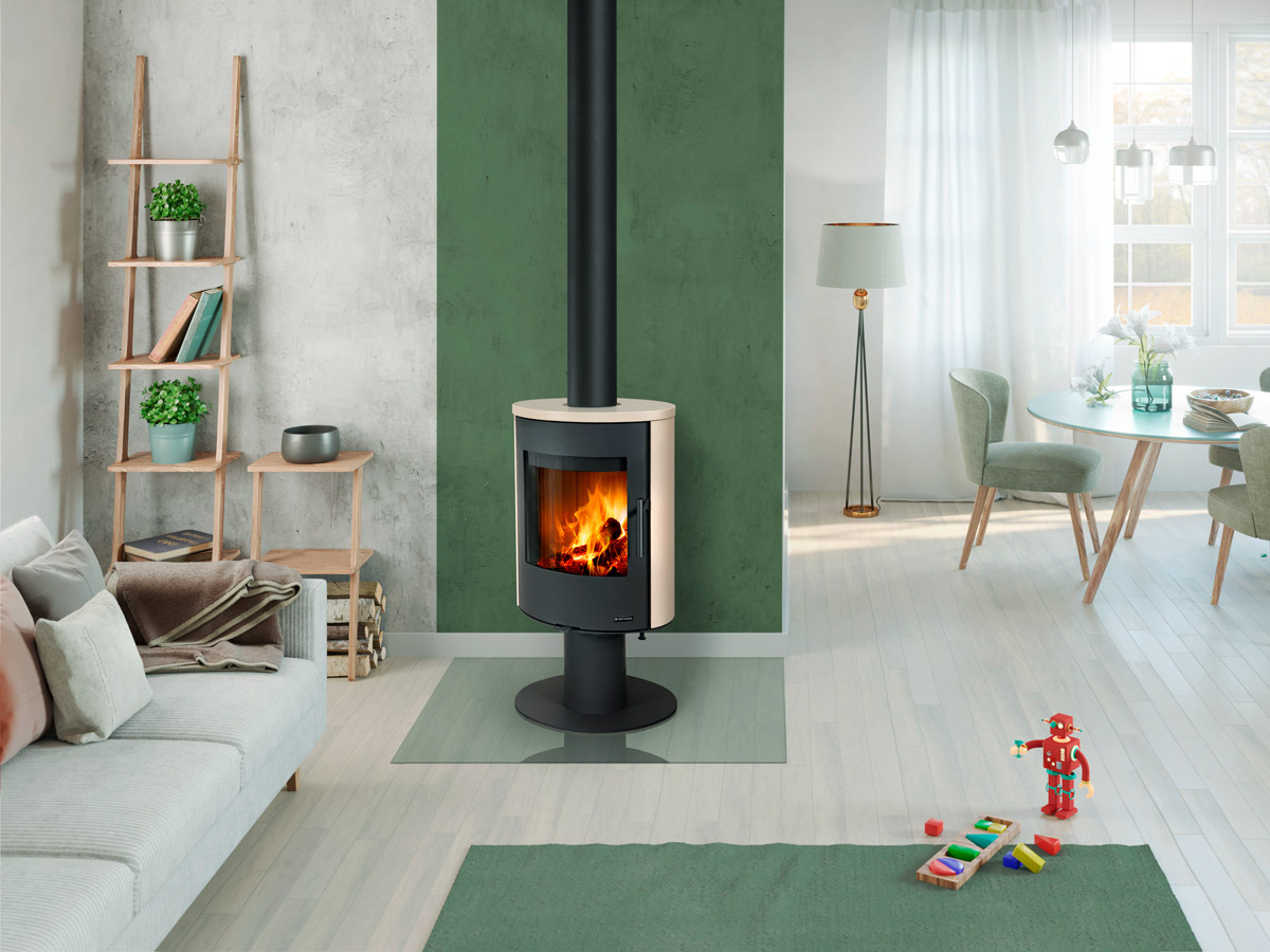 Romotop Evora T keramické krbové kachle s otočným ohniskom štýlové